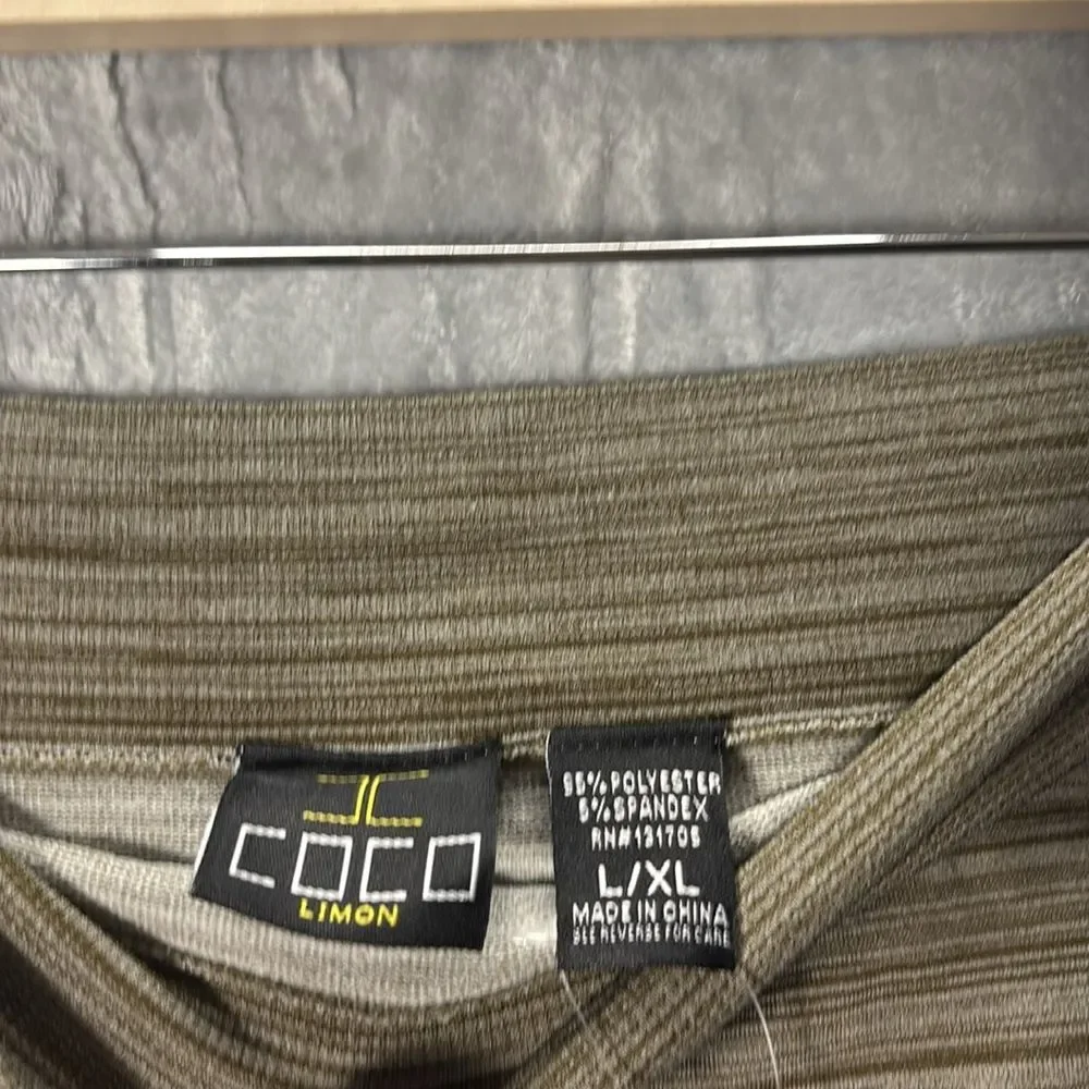 NWT New Coco Limon Green Brown Stretch Midi Skirt Size L/XL